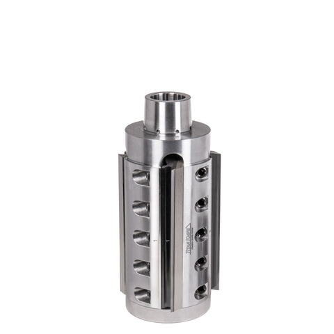 130 mm Cut Length, 4 Corrugated Knife Pockets, HSK 85 PowerLock Style Moulder Cutterhead, CCW Rotation, Right or Top Spindle