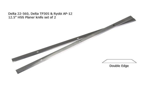 Planer Knife Set -- 12-1/2" Delta, Ryobi, Craftsman, Grizzly, Performax, Porter Cable, Powertec
