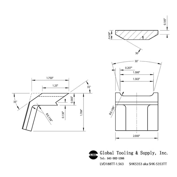 LV Thin Tail Double Prong Eased Edge Radius Side Head Knife for High Speed Production Gilbert Planers