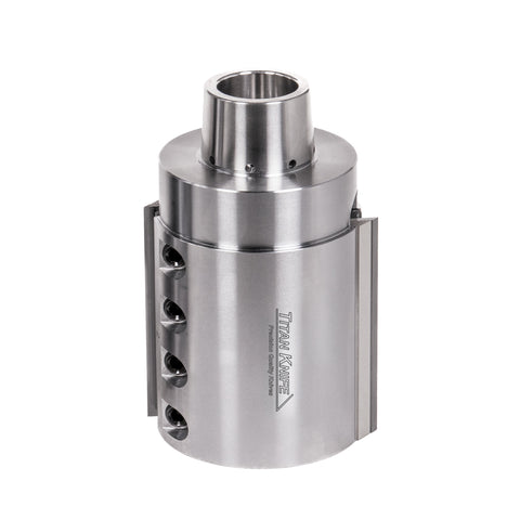 100 mm Cut Length, 2 Corrugated Knife Pockets, HSK 85 PowerLock Style Moulder Cutterhead, CW Rotation, Left or Bottom Spindle 