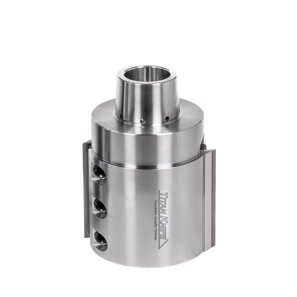 80 mm Cut Length, 2 Corrugated Knife Pockets, HSK 85 PowerLock Style Moulder Cutterhead, CW Rotation, Left or Bottom Spindle 
