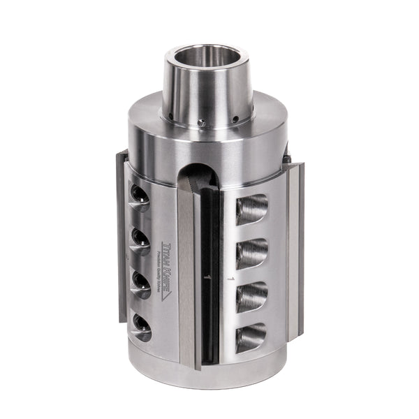 100 mm Cut Length, 4 Corrugated Knife Pockets, HSK 85 PowerLock Style Moulder Cutterhead, CW Rotation, Left or Bottom Spindle 