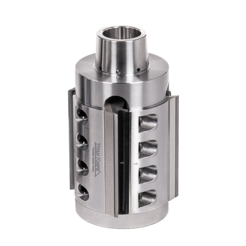 100 mm Cut Length, 4 Corrugated Knife Pockets, HSK 85 PowerLock Style Moulder Cutterhead, CW Rotation, Left or Bottom Spindle 