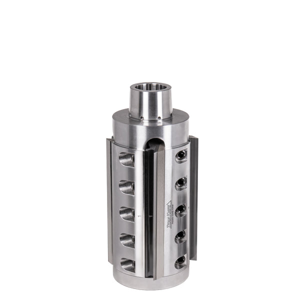 130 mm Cut Length, 4 Corrugated Knife Pockets, HSK 85 PowerLock Style Moulder Cutterhead, CCW Rotation, Right or Top Spindle 