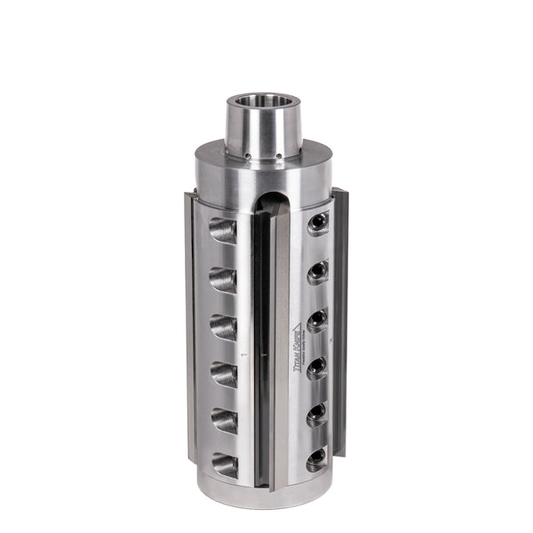 150 mm Cut Length, 4 Corrugated Knife Pockets, HSK 85 PowerLock Style Moulder Cutterhead, CCW Rotation, Right or Top Spindle 