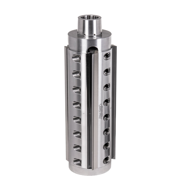 240 mm Cut Length, 4 Corrugated Knife Pockets, HSK 85 PowerLock Style Moulder Cutterhead, CCW Rotation, Top Spindle 