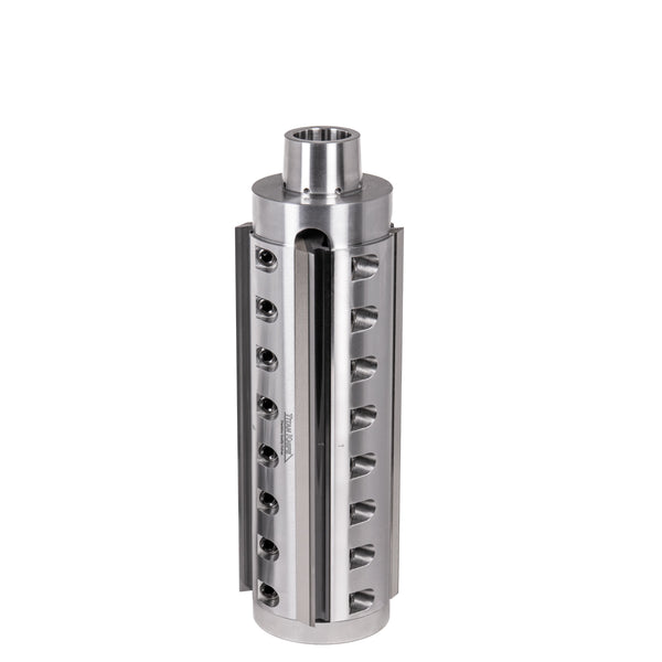 240 mm Cut Length, 4 Corrugated Knife Pockets, HSK 85 PowerLock Style Moulder Cutterhead, CW Rotation, Bottom Spindle 