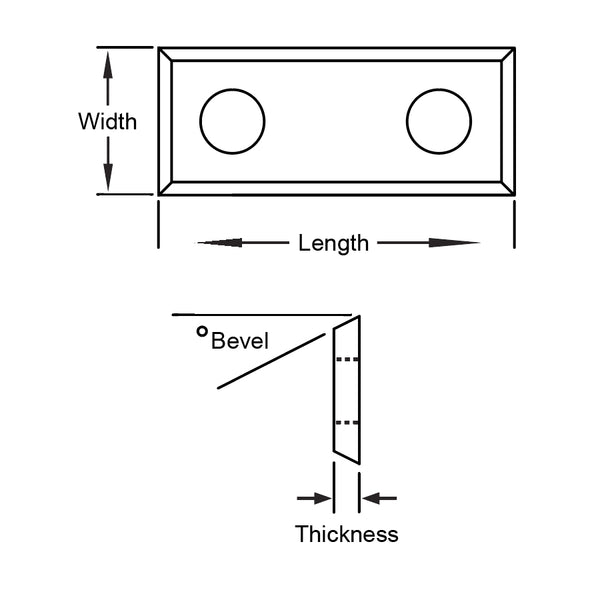 Carbide Insert Knife - Rectangular 4 edge - Dimensions