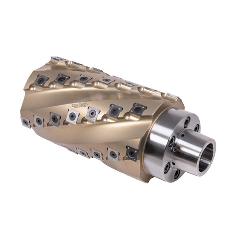 HSK 85 PowerLock Style Spiral Insert Knife Surfacing Moulder Cutterhead, CW Rotation, Left or Bottom Spindle 