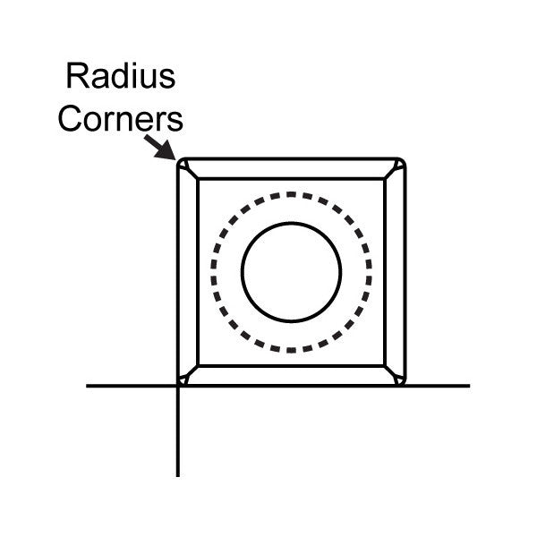 Carbide Insert Knife - Square with Radius Corners - Dimensions