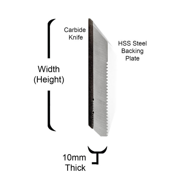 Euro-Lock Corrugated Moulder Knife Dimensions