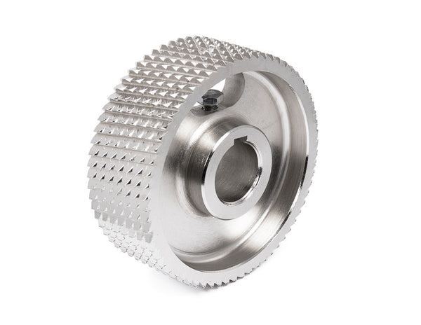 2" Wide, 35mm Bore, Keyed - Diamond Tooth Style - Steel Tooth Feed Wheel