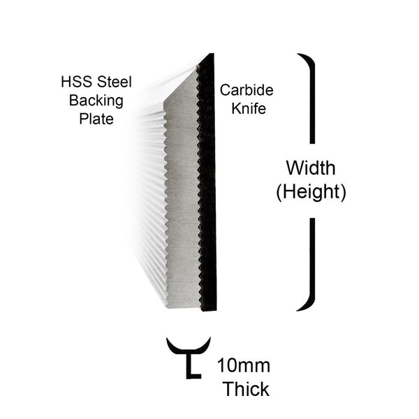 Knife-Lock Corrugated Moulder Knife Dimensions