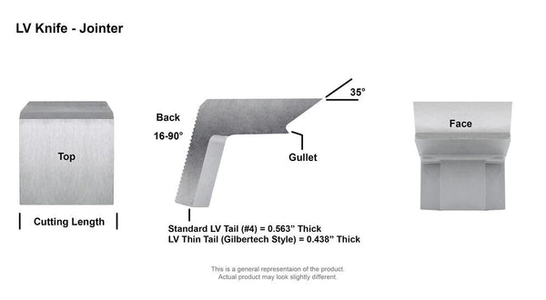 LV Thin Tail Jointer Side Head Planer 2" Knife - Details