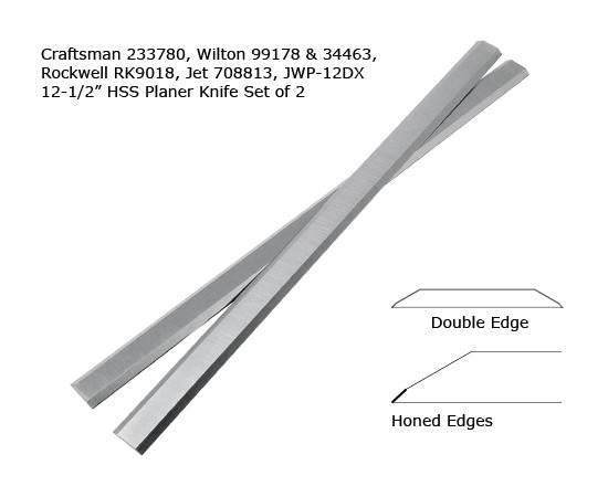 HSS Planer Knife Set -- 12-1/2" Craftsman, Wilton, Rockwell, Jet - Details