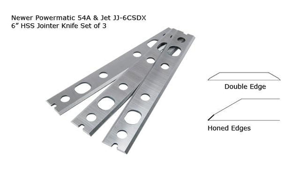 HSS Planer Knife Set -- 6" Newer Powermatic 54A, Jet JJ-6CSDX Jointers - Details